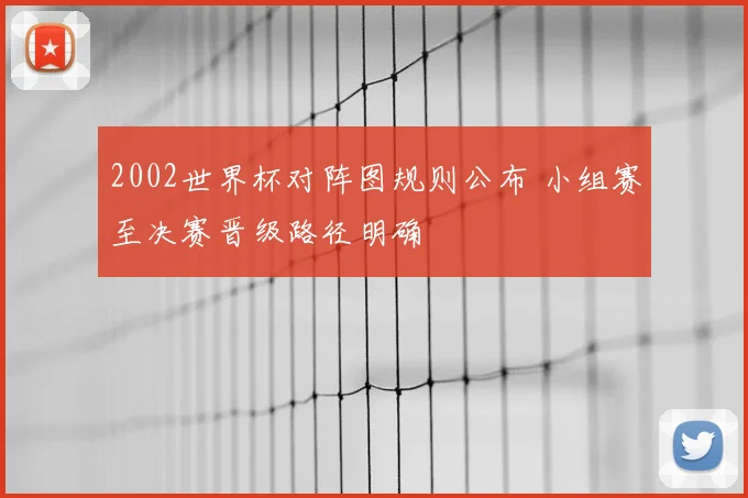 2002世界杯对阵图规则公布 小组赛至决赛晋级路径明确